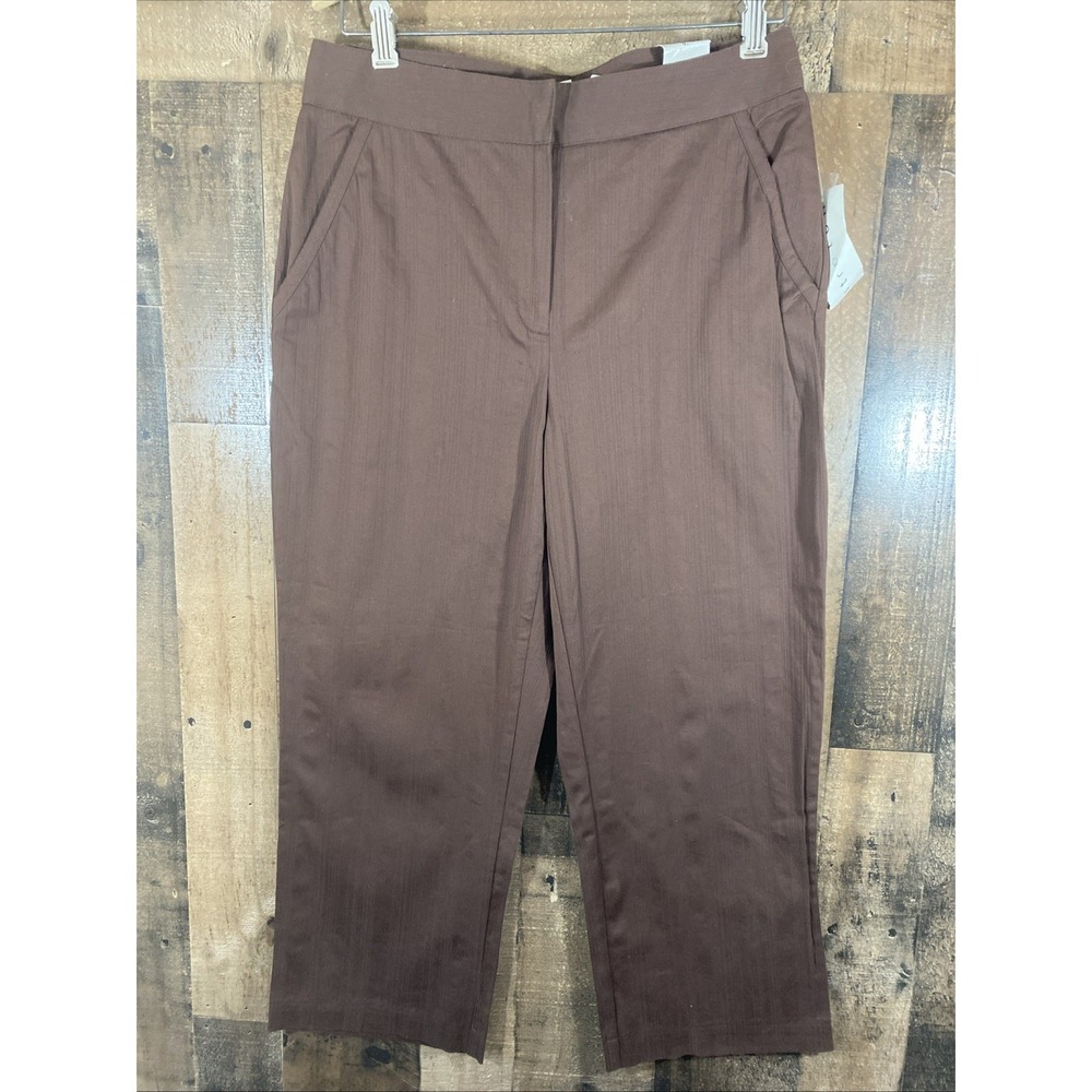 Worthington Dress Pants Womens Size‎ 10 Brown Modern Fit Trouser Leg Stretch